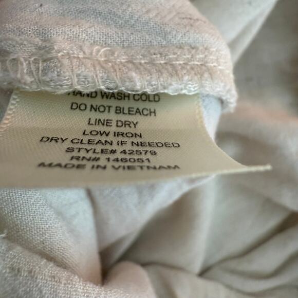 Moneau Womens Pull-On Linen Rayon Blend Casual Straight Leg Cream Pants Medium - Picture 8 of 9